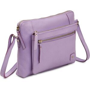 Women Lavender Imported Leather Polyester Soft Pebbled Crossbody Shoulder Bag